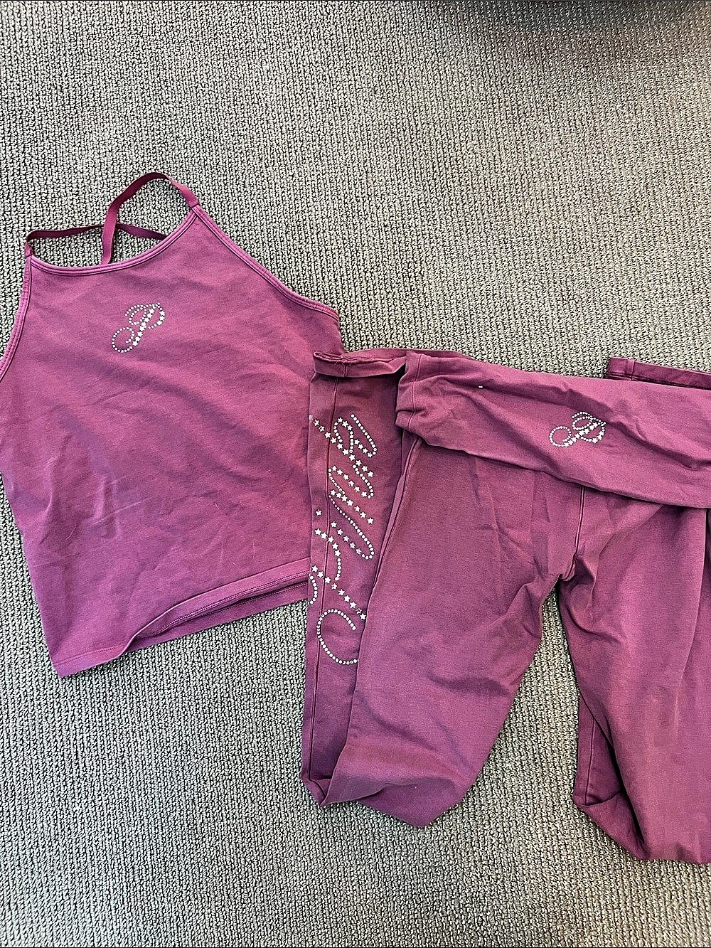 PINK Two-Piece Athletic Set Purple Size Medium Top XS bottom